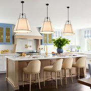 Modern Linen Conical Drum Cage Pendant Light