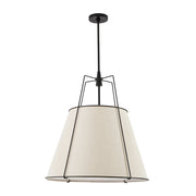 Modern Linen Conical Drum Cage Pendant Light