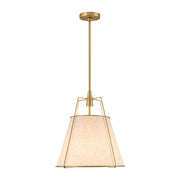 Modern Linen Conical Drum Cage Pendant Light