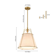 Modern Linen Conical Drum Cage Pendant Light