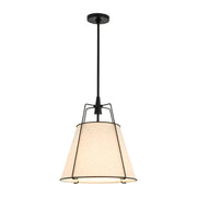 Modern Linen Conical Drum Cage Pendant Light