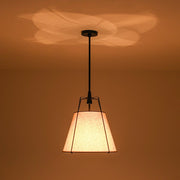 Modern Linen Conical Drum Cage Pendant Light