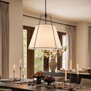 Modern Linen Conical Drum Cage Pendant Light