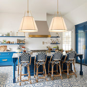 Modern Linen Conical Drum Cage Pendant Light