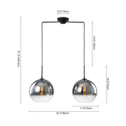 Modern Polished Gradual Smoked Glass Globe 2-Light Pendant