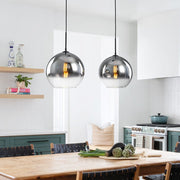 Modern Polished Gradual Smoked Glass Globe 2-Light Pendant