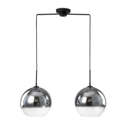 Modern Polished Gradual Smoked Glass Globe 2-Light Pendant
