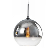 Modern Polished Gradual Smoked Glass Globe 2-Light Pendant