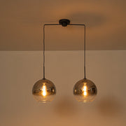 Modern Polished Gradual Smoked Glass Globe 2-Light Pendant