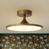 Modern Simple Brass Round Dimmable LED Semi Flush Mount