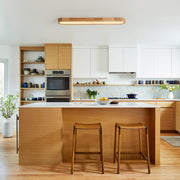 Natural Wood Long Oval Dimmable LED Flush Mount Light