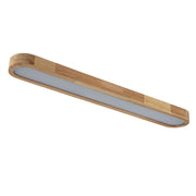Natural Wood Long Oval Dimmable LED Flush Mount Light