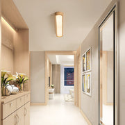 Natural Wood Long Oval Dimmable LED Flush Mount Light