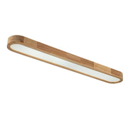 Natural Wood Long Oval Dimmable LED Flush Mount Light