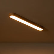 Natural Wood Long Oval Dimmable LED Flush Mount Light