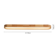 Natural Wood Long Oval Dimmable LED Flush Mount Light