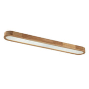 Natural Wood Long Oval Dimmable LED Flush Mount Light