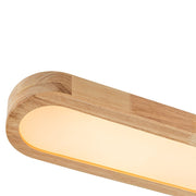 Natural Wood Long Oval Dimmable LED Flush Mount Light