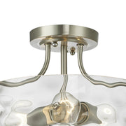 Nickel Hammered Glass Semi Flush