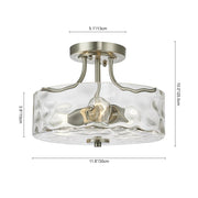 Nickel Hammered Glass Semi Flush
