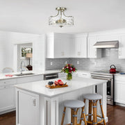 Nickel Hammered Glass Semi Flush