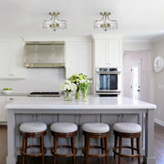 Nickel Hammered Glass Semi Flush