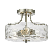 Nickel Hammered Glass Semi Flush