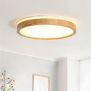 Round LED Wood Flush Mount Light