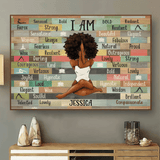 I Am Black Woman Yoga Pose - Personalized Canvas Prints Gift for Black Woman, Black Girl - Black History Month, Juneteenth | Custom Black Art, African American