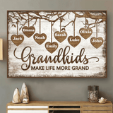 Grandkids Make Life More Grand Wall Art - Personalized Family Gift For Grandma, Grandpa, Grandparent | Canvas Prints/Poster