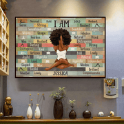 I Am Black Woman Yoga Pose - Personalized Canvas Prints Gift for Black Woman, Black Girl - Black History Month, Juneteenth | Custom Black Art, African American