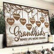 Grandkids Make Life More Grand Wall Art - Personalized Family Gift For Grandma, Grandpa, Grandparent | Canvas Prints/Poster