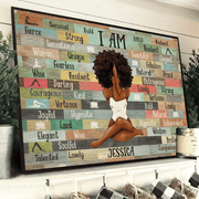 I Am Black Woman Yoga Pose - Personalized Canvas Prints Gift for Black Woman, Black Girl - Black History Month, Juneteenth | Custom Black Art, African American