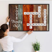 Family Crossword Art - Created In A Moment, Treasured Forever - Personalized Poster/Canvas Prints - Gift For Family Members, Mom and Dad