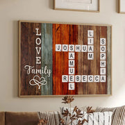 Family Crossword Art - Created In A Moment, Treasured Forever - Personalized Poster/Canvas Prints - Gift For Family Members, Mom and Dad