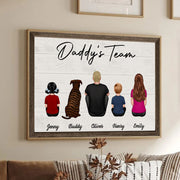 Daddy‘s Team Family Sitting - Personalized Poster/Canvas Prints - Father's Day Gift, Birthday Gift For Dad, Daddy