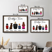 Daddy‘s Team Family Sitting - Personalized Poster/Canvas Prints - Father's Day Gift, Birthday Gift For Dad, Daddy