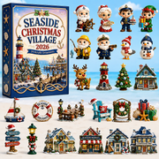 CHRISTMAS KICKOFF 50% OFF - Seaside Christmas Village Advent Calendar 2026 - 24-Day Festive Countdown, Acrylic Charms Blind Box