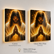 LED Radiant Praying Jesus Canvas/Mica – Glowing Christian Wall Art with Hidden Backlight