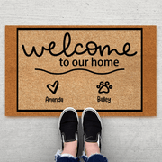 Paw Prints - Welcome To Our Home - Personalized Doormat - Birthday, Housewarming, Funny Gift for Homeowners, Friends, Dog Mom, Dog Dad, Dog Lovers, Pet Gifts for Him, Her