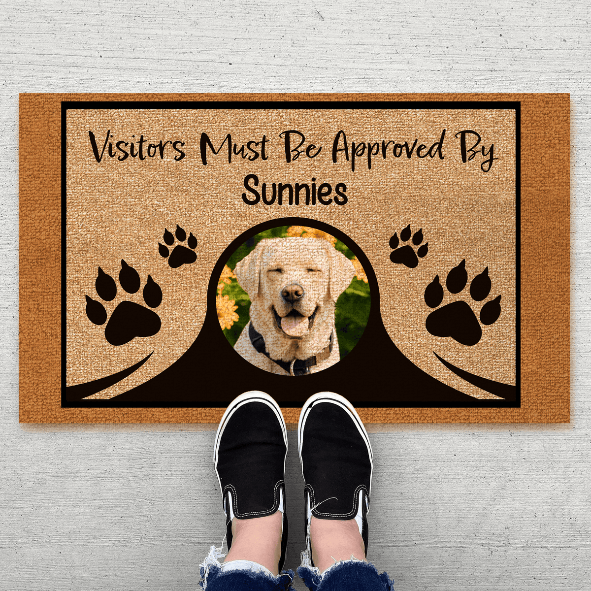 Custom Photo Doormat - Visitors Must Be Approved By My Dogs - Personalized Gift for Pet, Dog Lovers & Owner, Dog Mom, Dog Dad