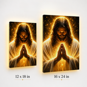 LED Radiant Praying Jesus Canvas/Mica – Glowing Christian Wall Art with Hidden Backlight