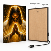 LED Radiant Praying Jesus Canvas/Mica – Glowing Christian Wall Art with Hidden Backlight