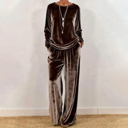 Women's Velvet Top & Pants 2-Piece Set