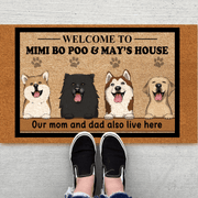 Personalized Dog Doormat - Welcome to Dog's House, the Humans live here too - Custom Gift for Dog Lovers, Owner, Dog Mom, Dog Dad